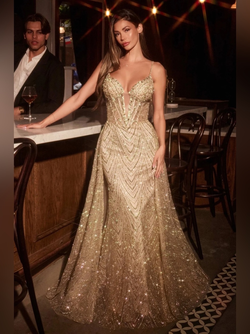 Evening Gown with detachable train